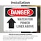 Signmission Watch For Power Lines Above Danger Sign, Vinyl Decal, 10in W x 7in L, 2PK OS-2PACK-DS-D-710-L-1708 - alternate 2